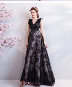 black evening dress plus size 0678-04