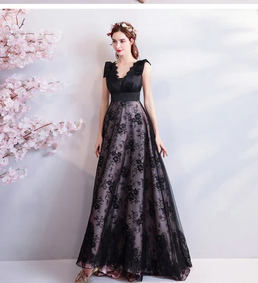 black evening dress plus size 0678-04