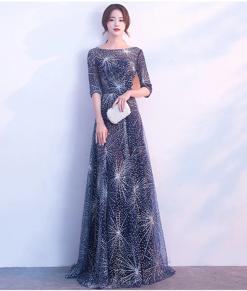 blue and gold prom dress 0705-02