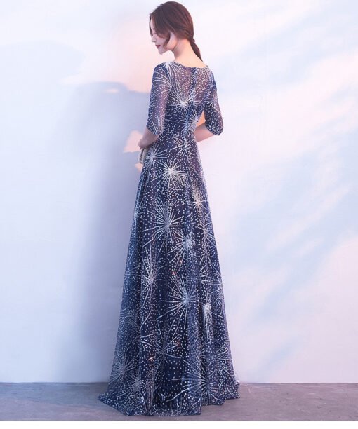 blue and gold prom dress 0705-03