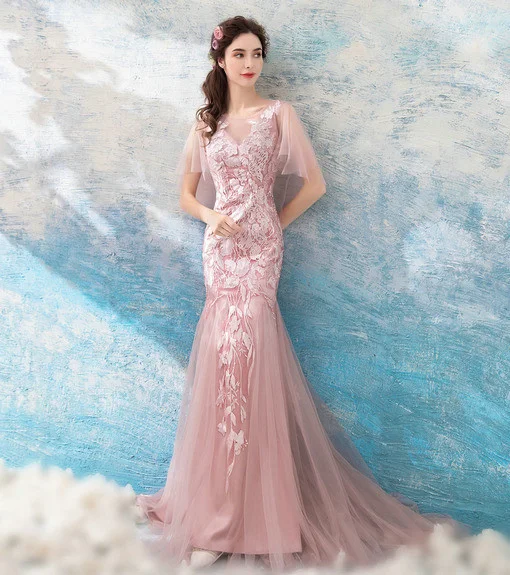 Evening Dress Pink Mermaid Prom Dress Bridal Dress
