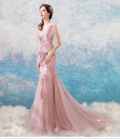 evening dress pink 0679-08