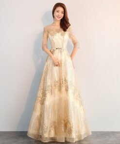 gold party dress 0699-03