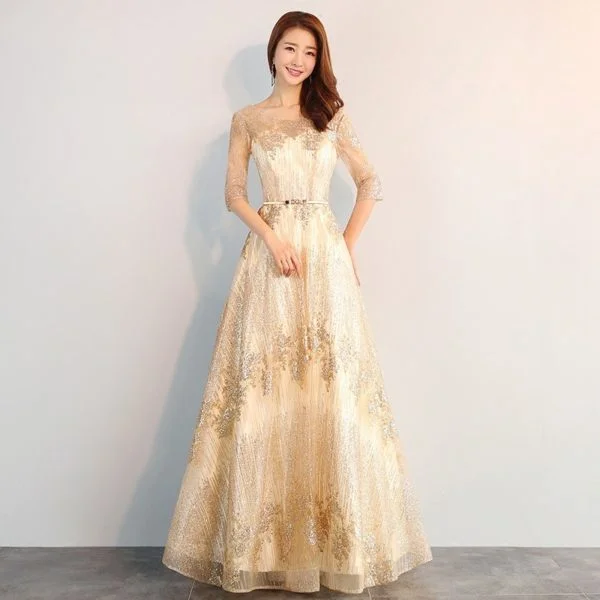 gold party dress 0699-03
