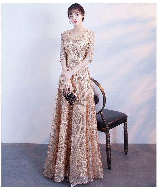 gold prom dress long 0708-01