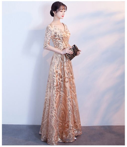 gold prom dress long 0708-02