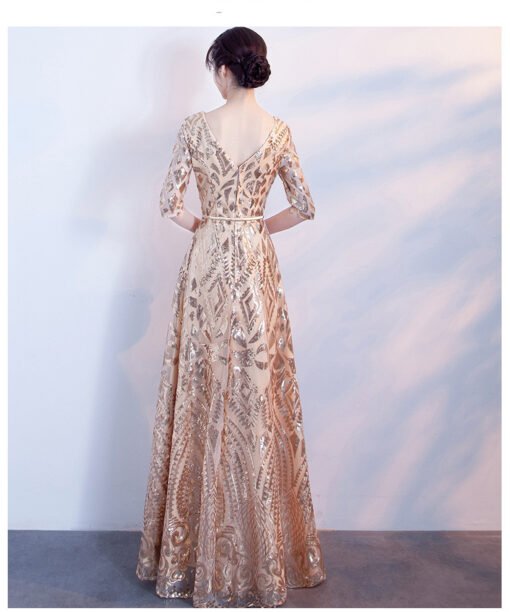 gold prom dress long 0708-03