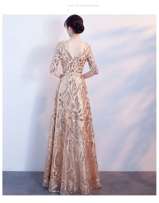 gold prom dress long 0708-03