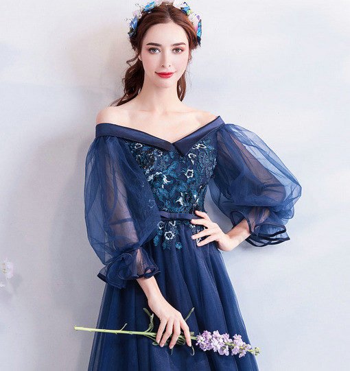 prom dress with sleeves plus size 0681-05