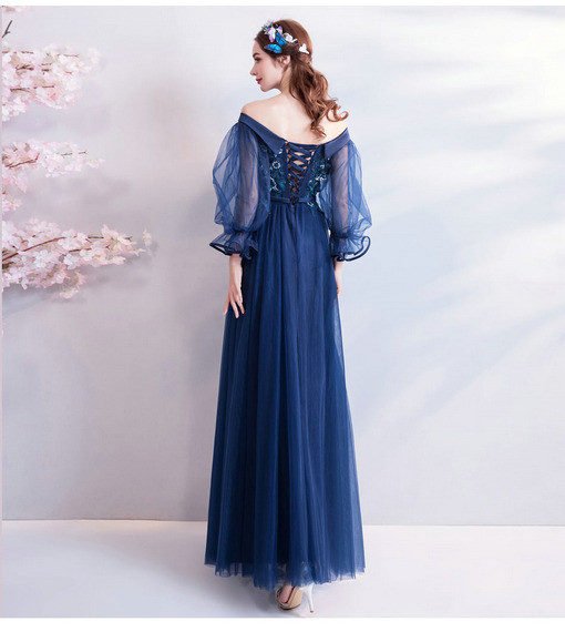 prom dress with sleeves plus size 0681-05