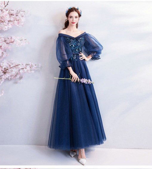 prom dress with sleeves plus size 0681-05
