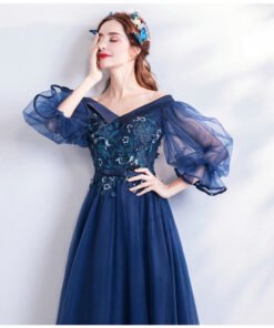 prom dress with sleeves plus size 0681-05