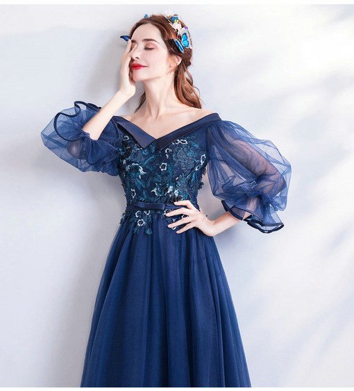 prom dress with sleeves plus size 0681-05