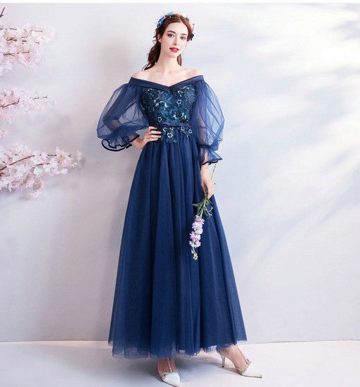 prom dress with sleeves plus size 0681-05
