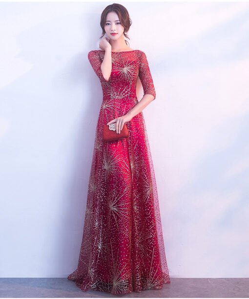 red and gold prom dress 0704-01