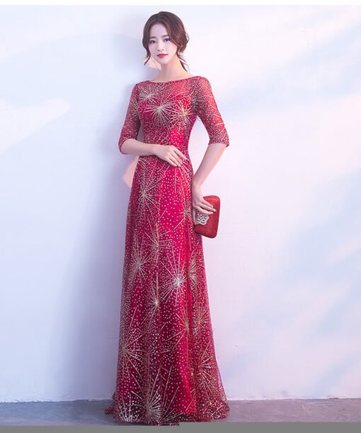 red and gold prom dress 0704-02