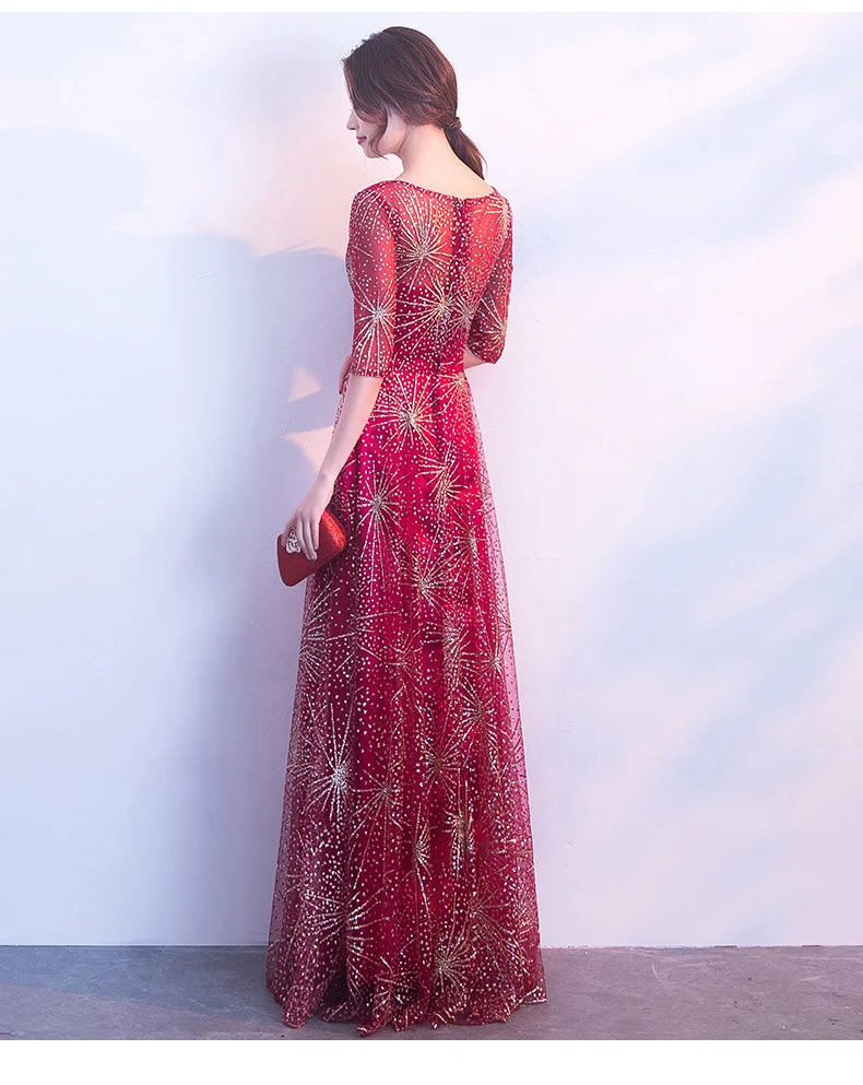 red and gold prom dress 0704-03