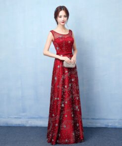 red prom dress long 0709-01