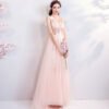 v neck prom dress pink 0682-07