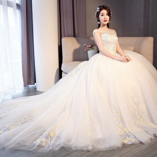 wedding dress ball gown lace 0685-02