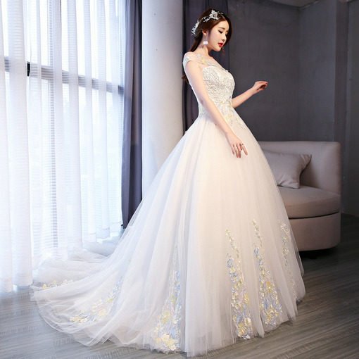 wedding dress ball gown lace 0685-07