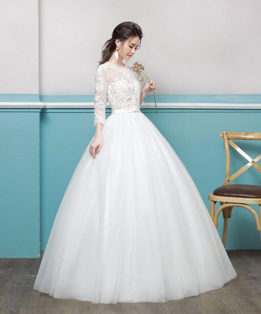 wedding dress lace sleeves 0689-02