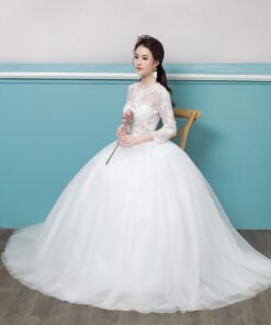 wedding dress lace sleeves 0689-04