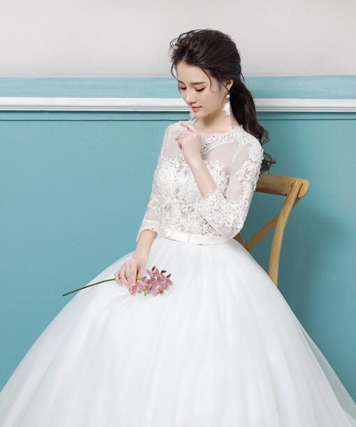 wedding dress lace sleeves 0689-05