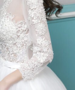 wedding dress lace sleeves 0689-06