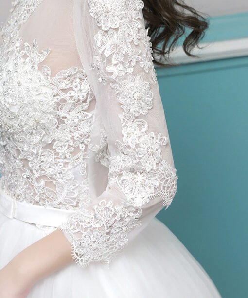 wedding dress lace sleeves 0689-06