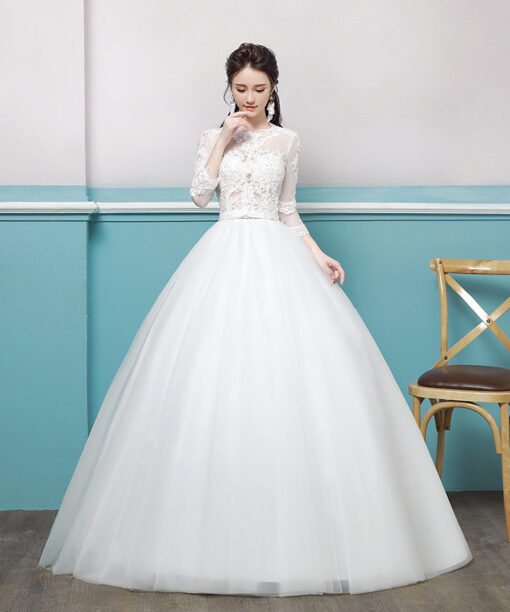 wedding dress lace sleeves 0689-07