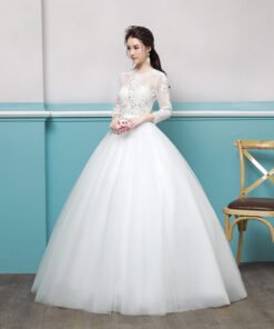 wedding dress lace sleeves 0689-08