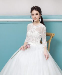 wedding dress lace sleeves 0689-09