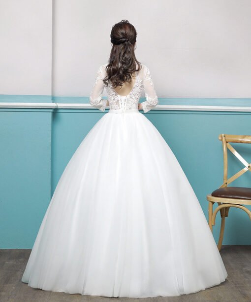 wedding dress lace sleeves 0689-10