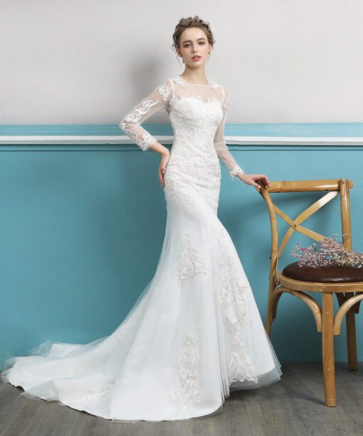 wedding dress long sleeve mermaid 0690-01