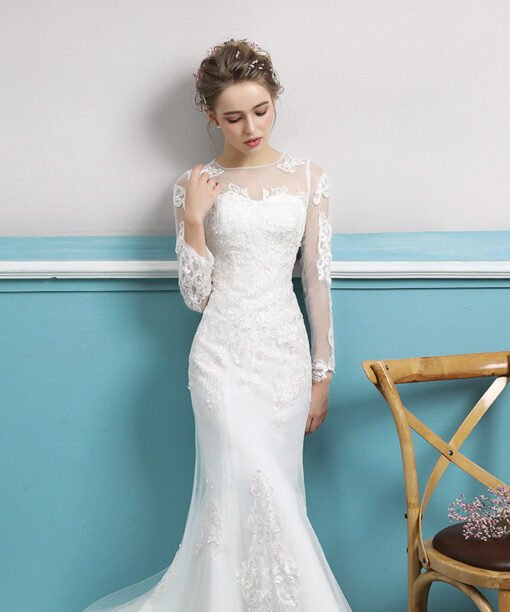 wedding dress long sleeve mermaid 0690-02