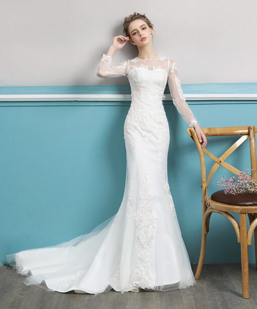 wedding dress long sleeve mermaid 0690-03