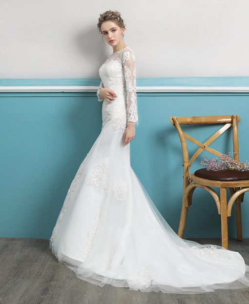 wedding dress long sleeve mermaid 0690-07
