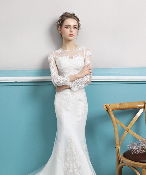 wedding dress long sleeve mermaid 0690-08
