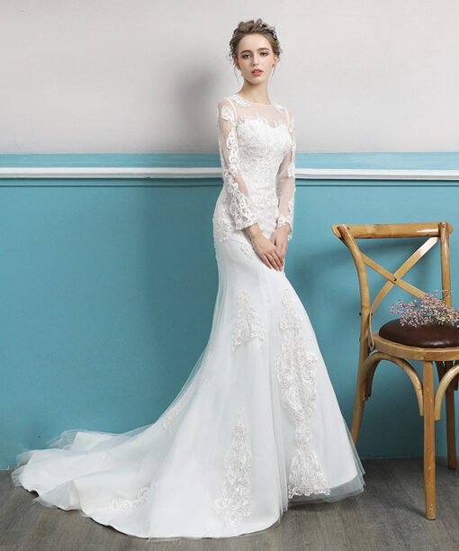 wedding dress long sleeve mermaid 0690-09