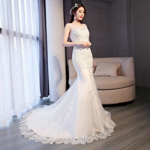 wedding dress mermaid lace 0684-08