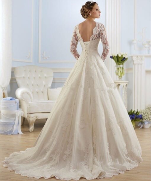 a line wedding dress lace 0713-01