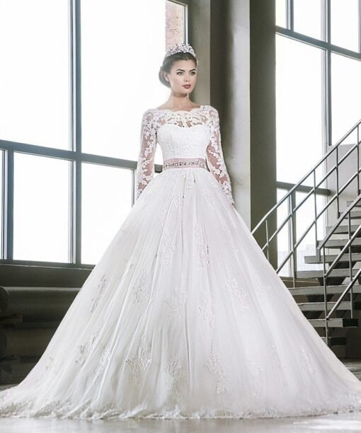 ball gown wedding dress with lace 0715-01