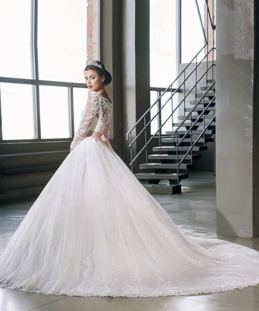 ball gown wedding dress with lace 0715-02