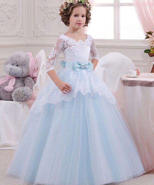 blue flower girl dresses-0612-01