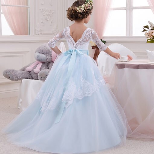 Blue Flower Girl Dresses Lace Ball Gown Little Girl Dress - Image 2