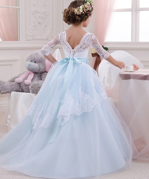 Alternative view of Blue Flower Girl Dresses Lace Ball Gown Little Girl Dress