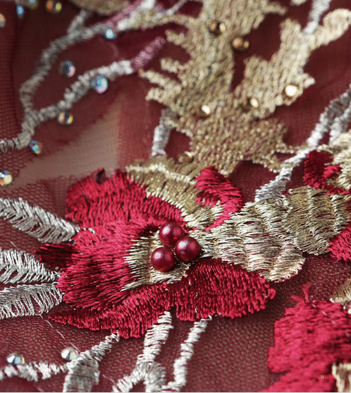 burgundy formal dress 763-02