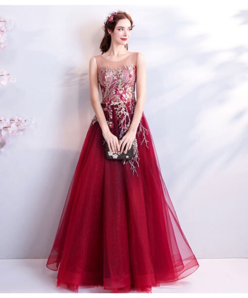 burgundy formal dress 763-04