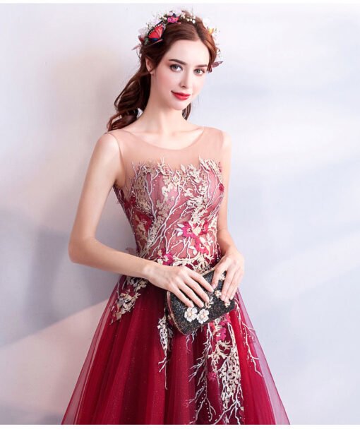 burgundy formal dress 763-05